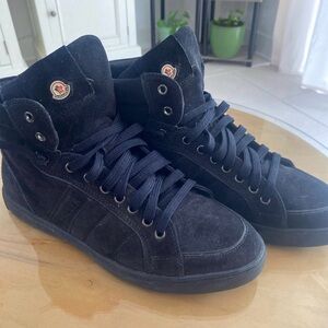 Moncler Suede Black High-Top Sneakers